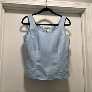 Tahari Arthur S. Levine Light Blue Linen Blend Dressy Tank Top. Size 6 Lined New